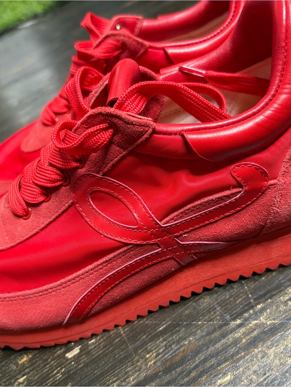 LOEWE Flow Runner Sneakers Red Nylon Suede Size 41 Designer Shoes